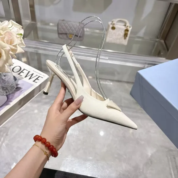 Design Slingback Pointed-Toe Stiletto Heel in Beige - 1