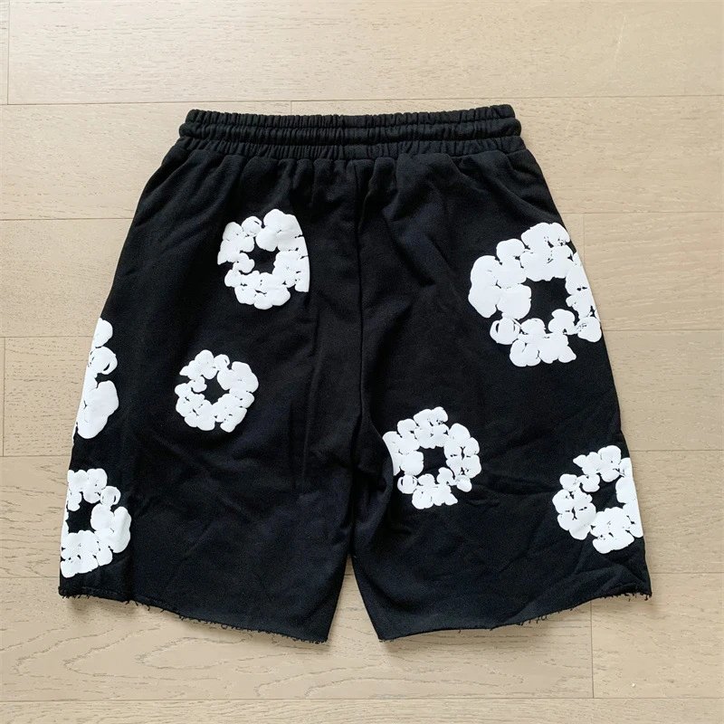 Design Floral Print Purple Drawstring Shorts - 9