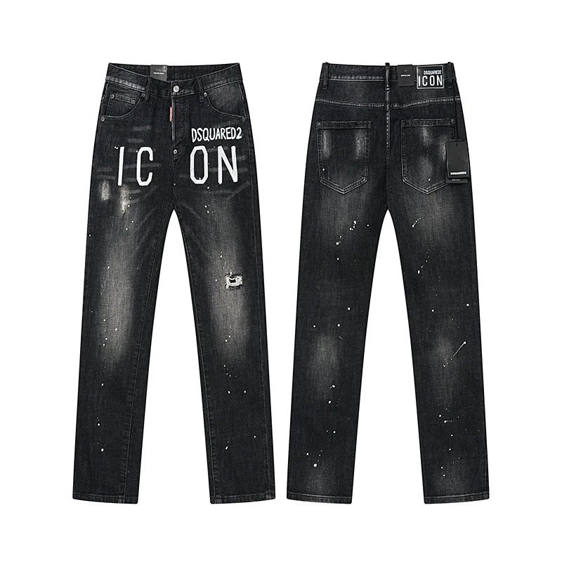 Dsquared2 Distressed Black Paint-Splatter Jeans - 12