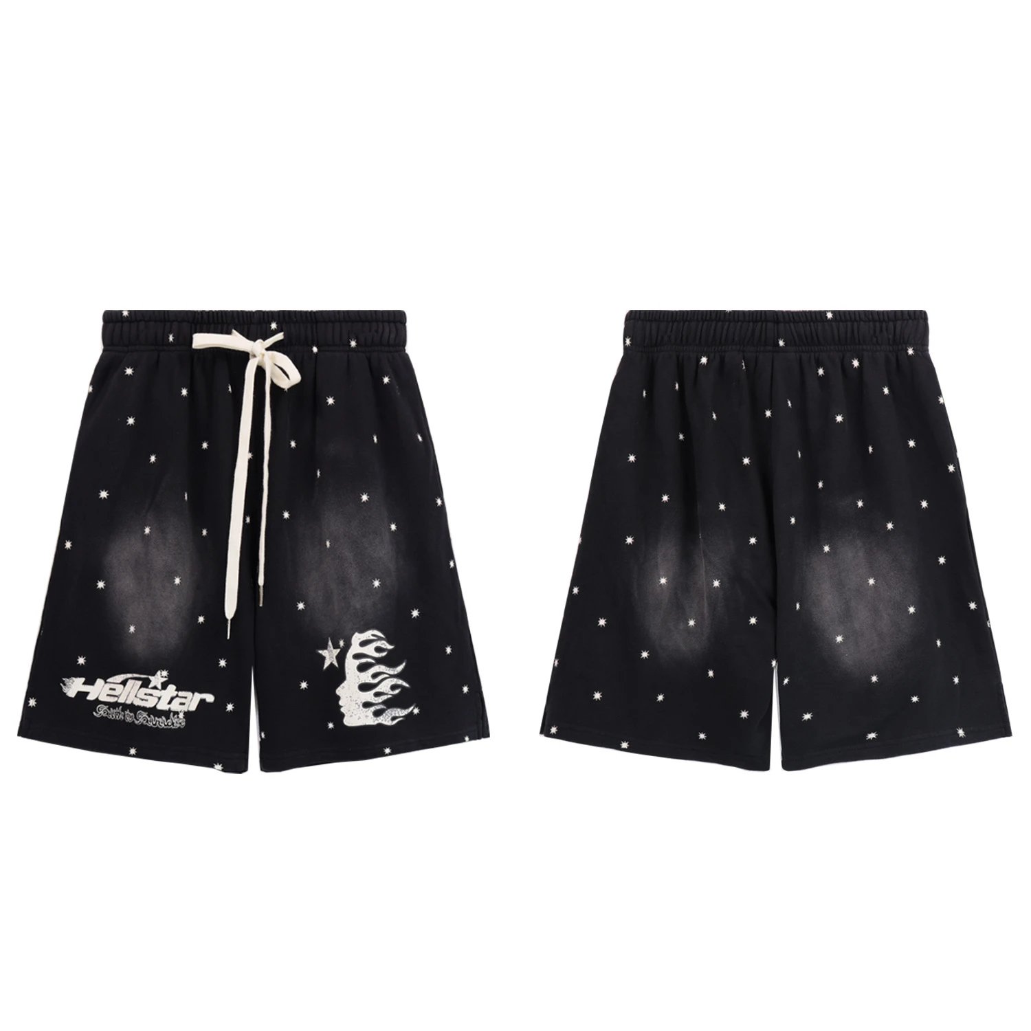 Hellstar Star Flame Print Shorts Black - 13