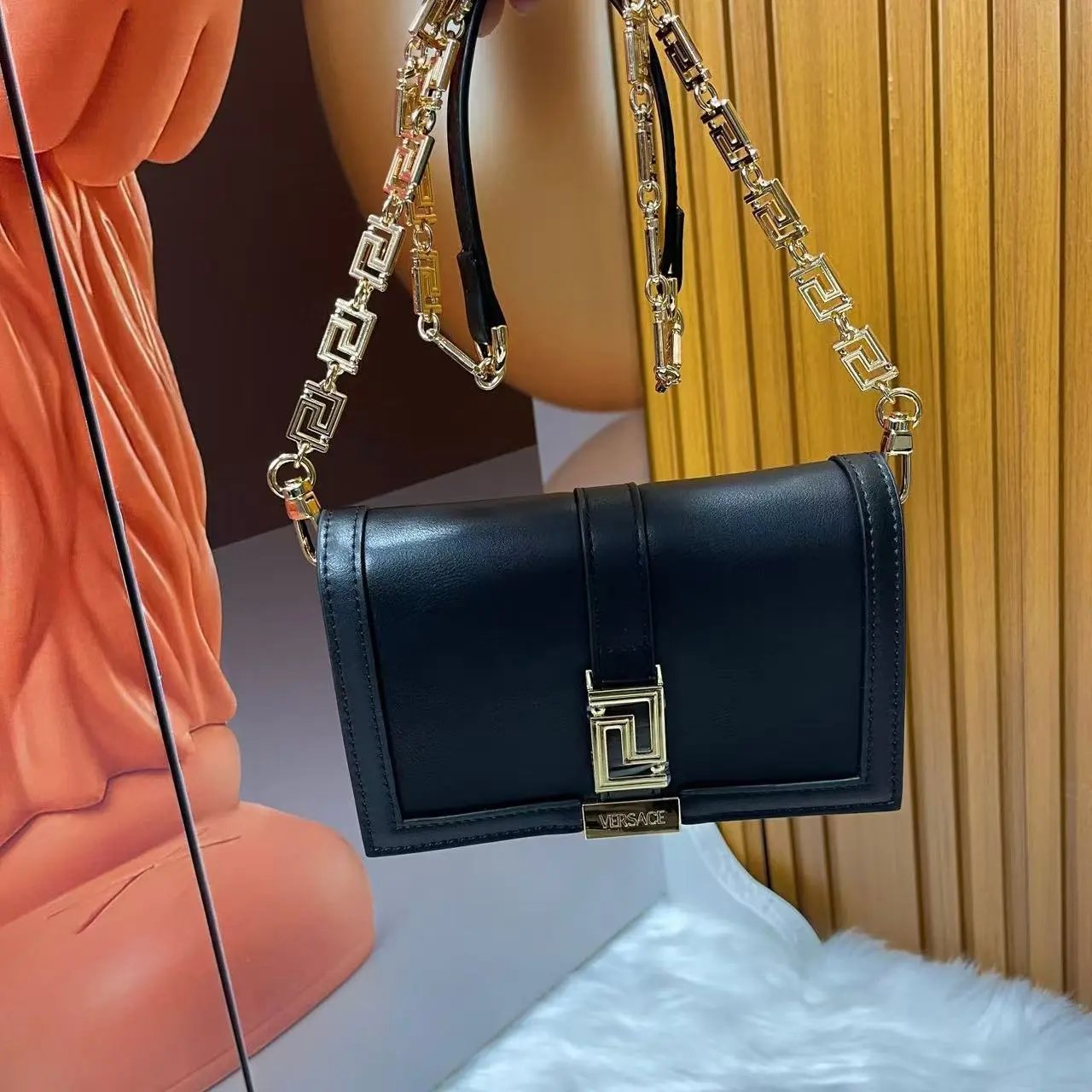 Versace La Medusa Chain Bag Tan Leather Shoulder Bag - 3
