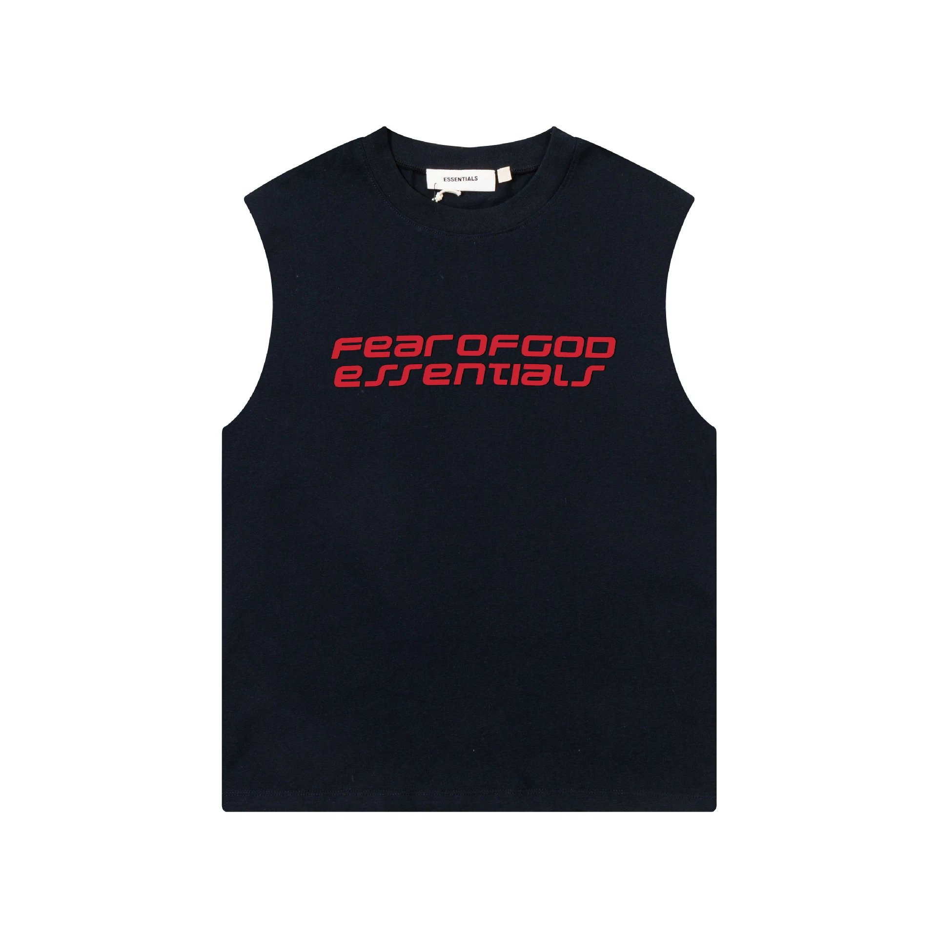 Fear of God Essentials Logo Print Navy Sleeveless Top Vest Top - 7
