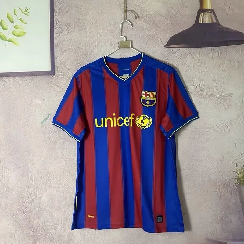 FC Barcelona Lionel Messi #30 Home Jersey Red Blue Striped Football Jersey - 3