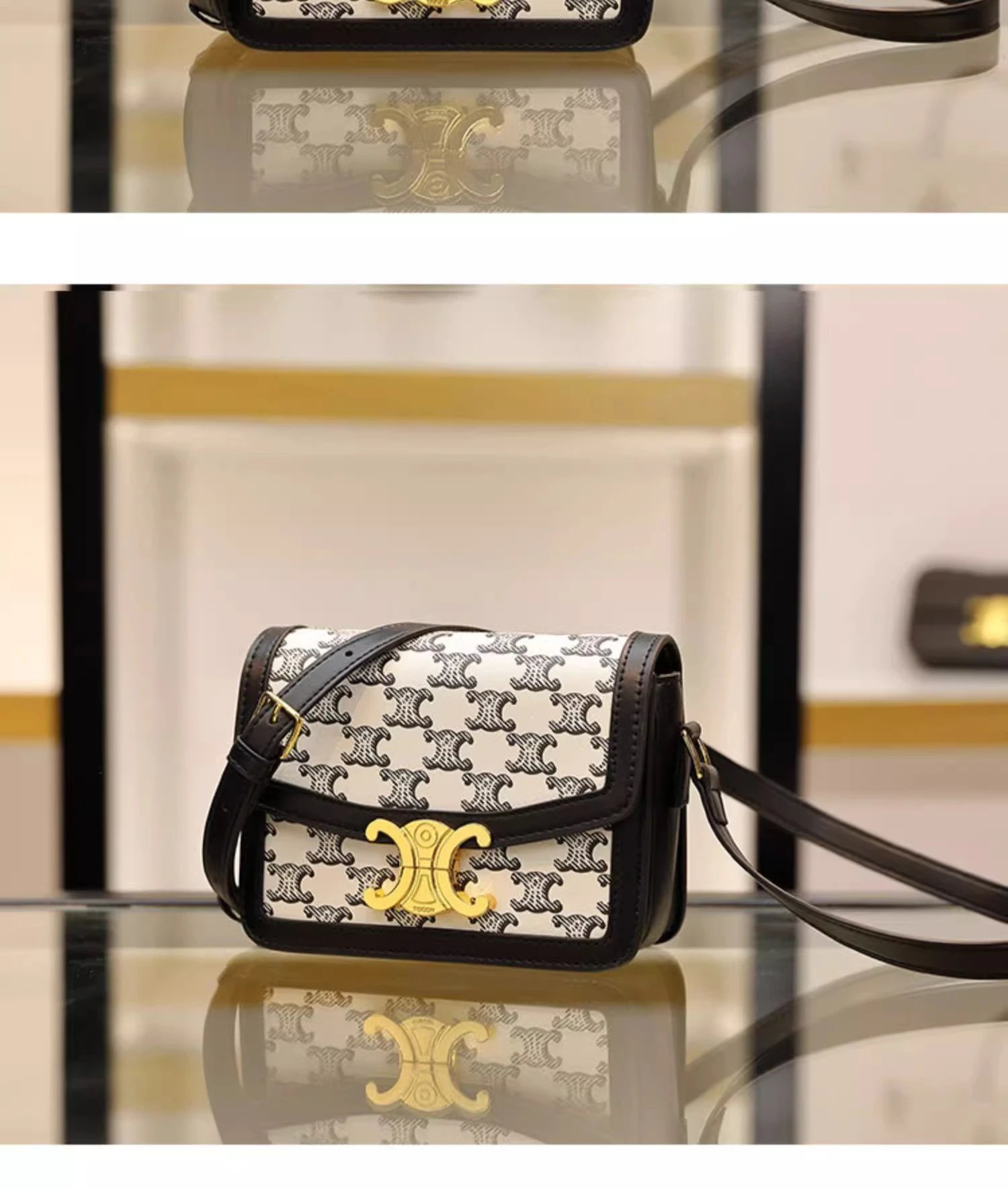 Celine Triomphe Medium Brown Monogram Crossbody Bag - 13