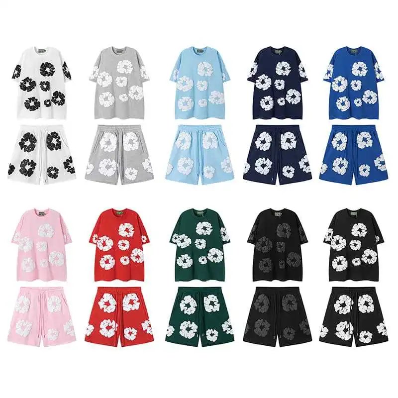 Design Abstract Floral Print Oversized T-Shirt Blue - 4