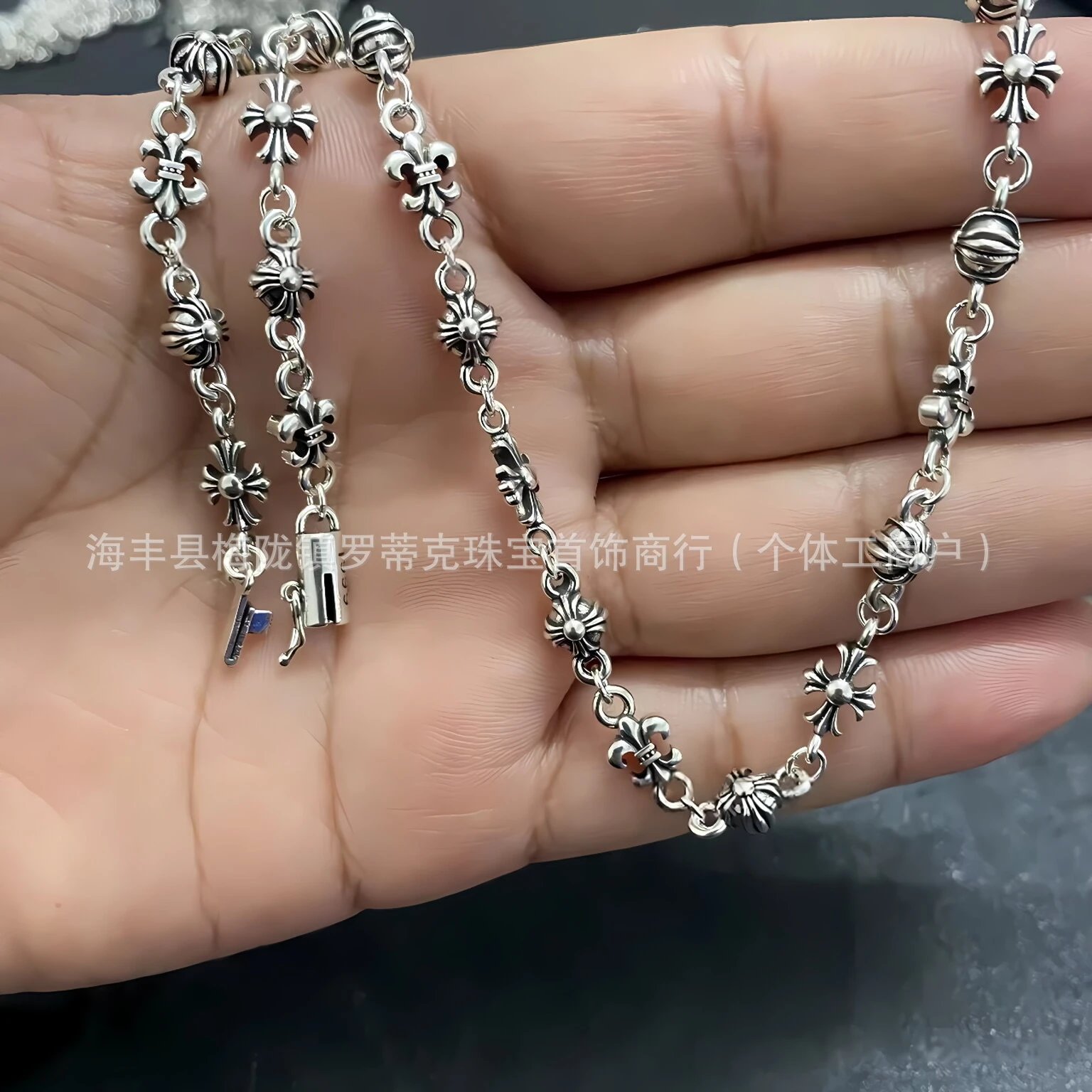 Design Silver Chain Link Necklace with Lobster Clasp Jewelry - 6