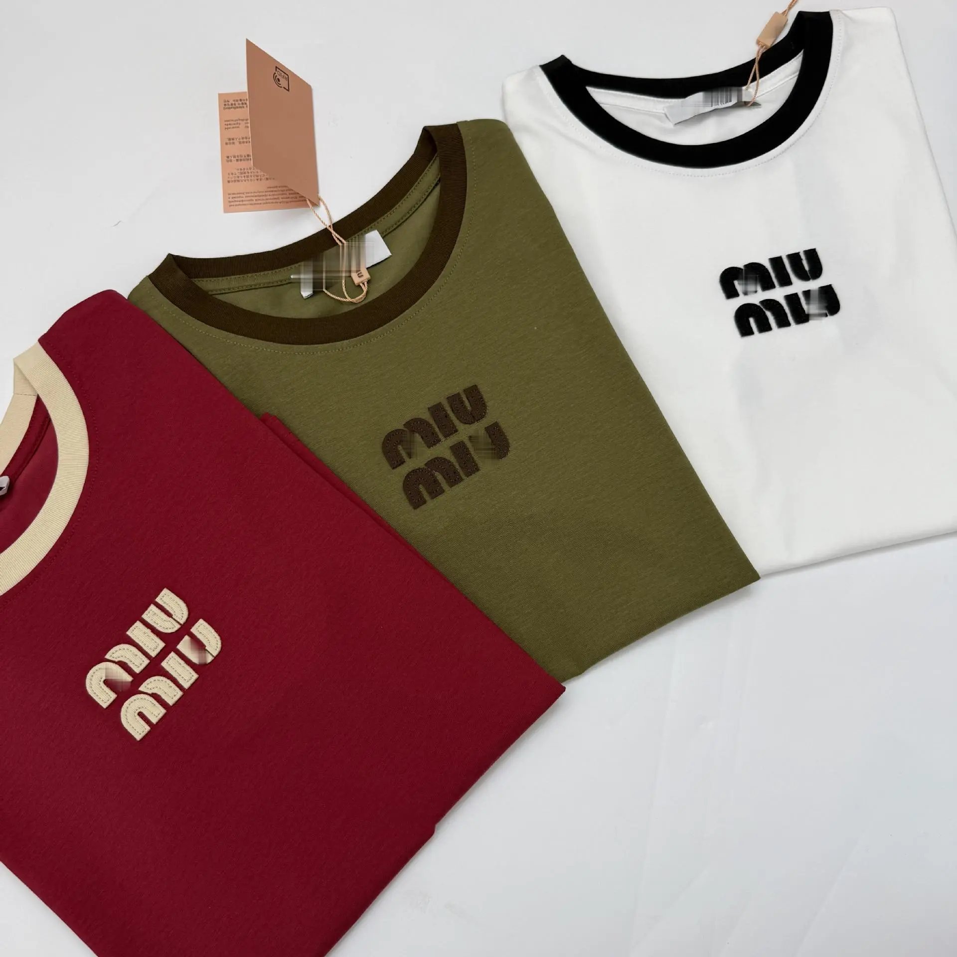 Miu Miu Logo Ringer T-Shirt Burgundy - 11