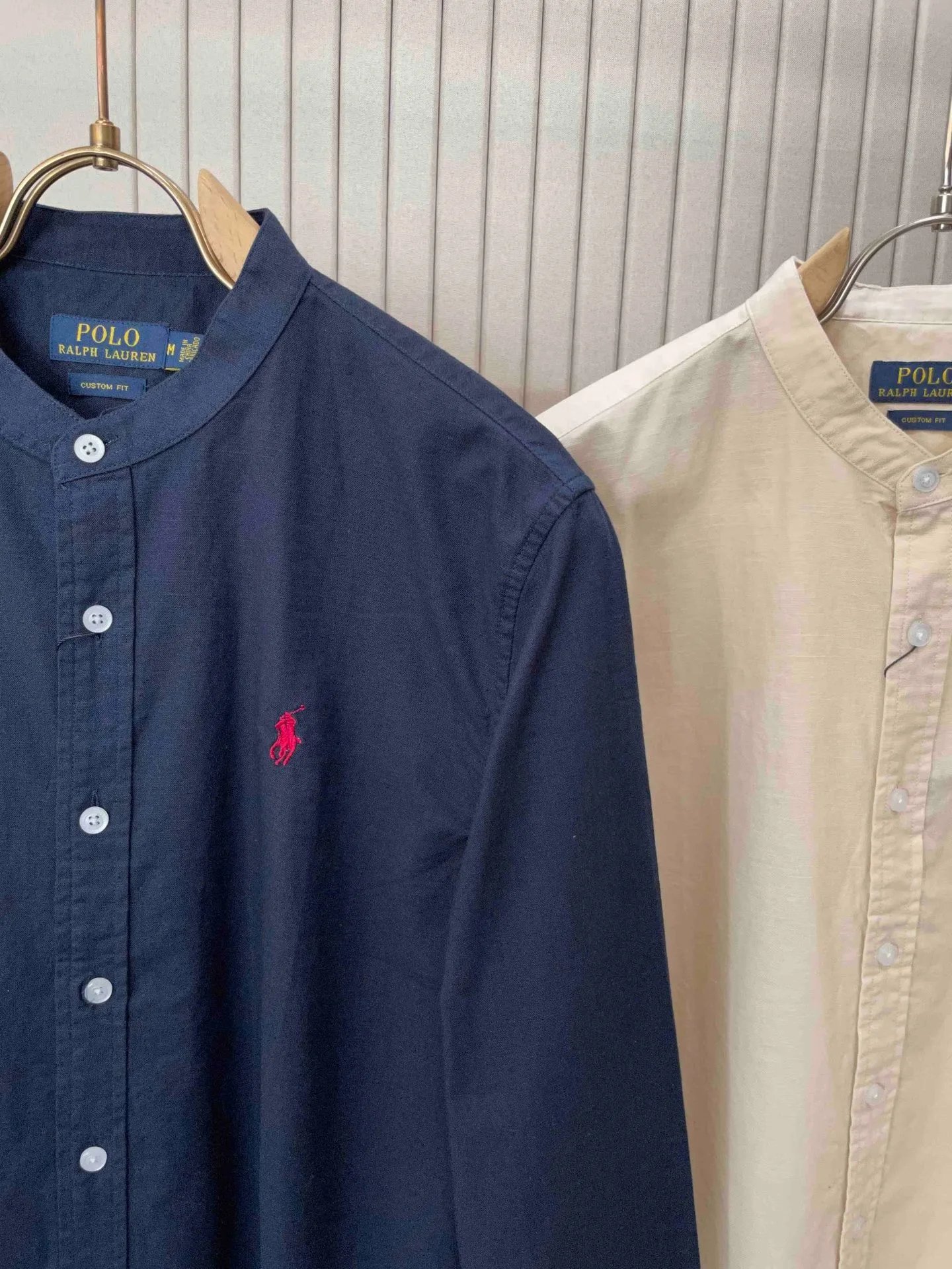Polo Ralph Lauren Mandarin Collar Shirt Navy Blue - 13