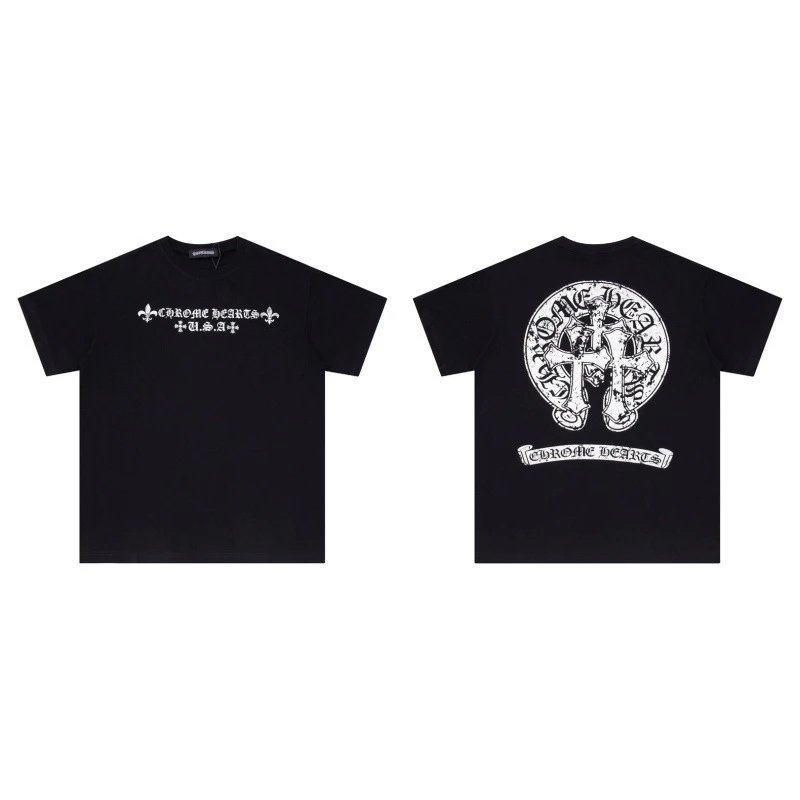 Chrome Hearts T-Shirts Short-Sleeve Cross Graphic T-Shirt — 6005 black