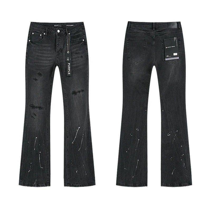 Design Distressed Black Flared Jeans - 28