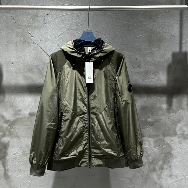 C.P. Company Hooded Windbreaker Jacket Army Green Outerwear - 1