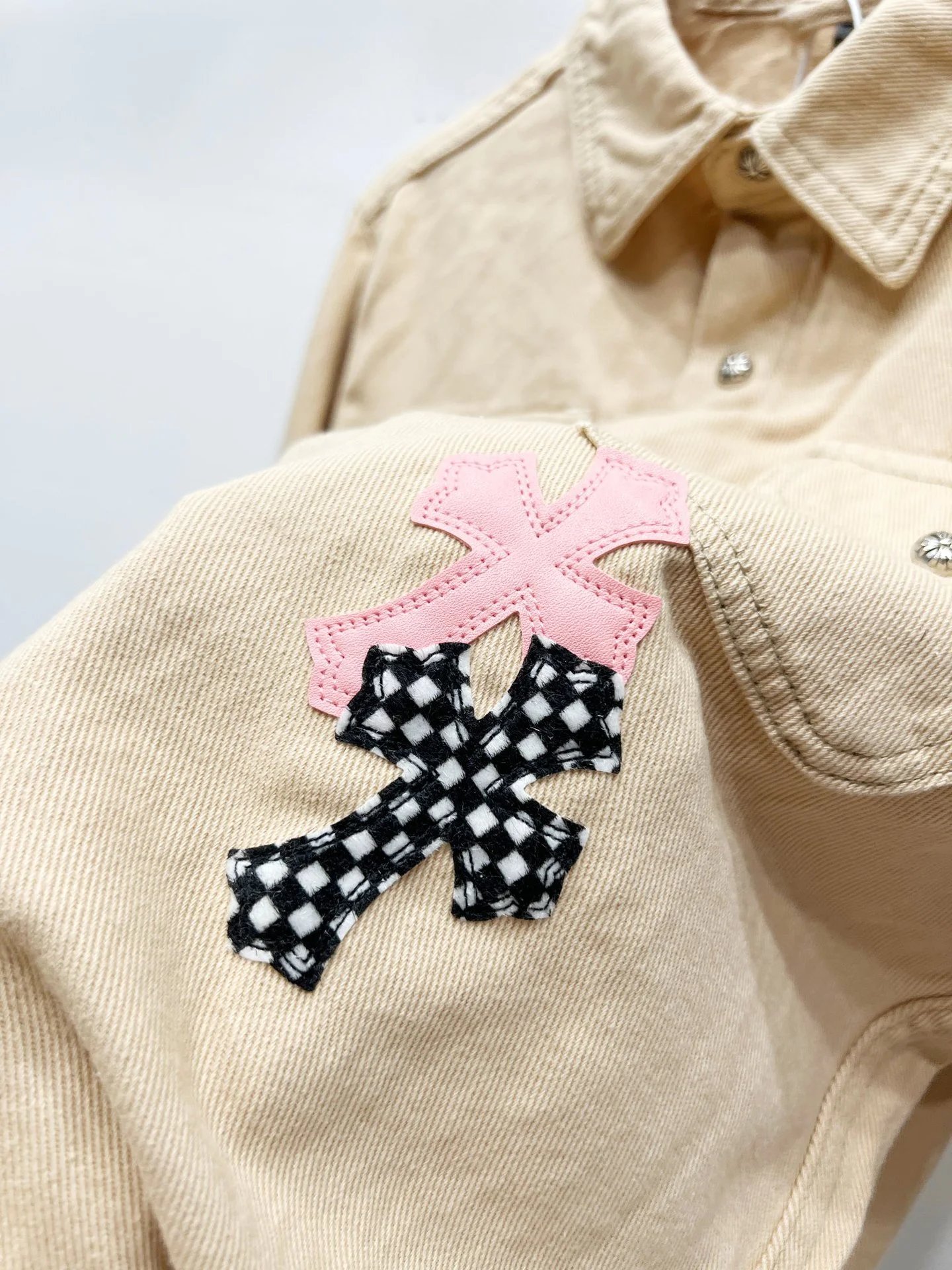 Chrome Hearts Cross-Embroidered Beige Denim Jacket - 13