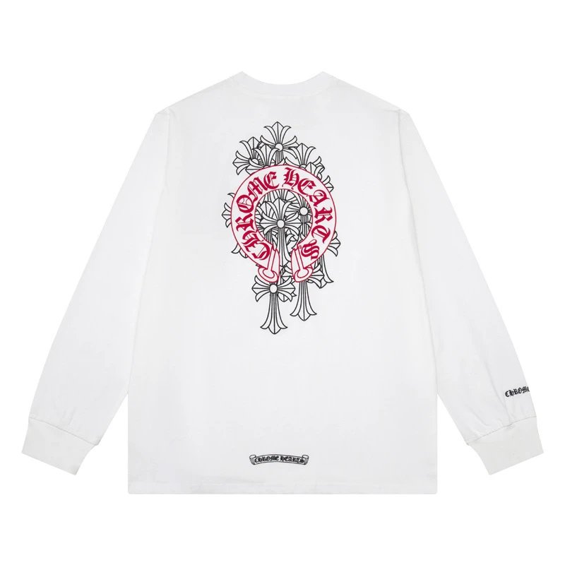 Chrome Hearts T-Shirts Graphic Long-Sleeve T-Shirt — White 6