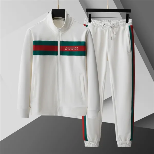 Gucci Web Stripe Track Jacket and Sweatpants Set White - 1