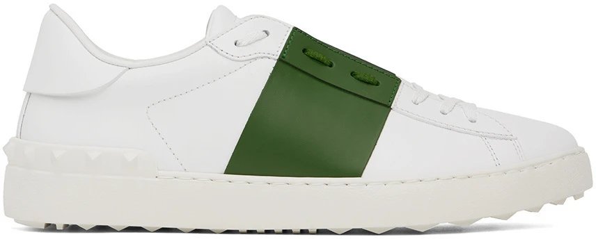 Valentino Rockstud Spike Strap Leather Sneakers White - 14