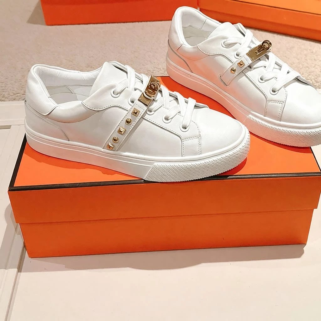 Hermès Oran Sneakers Gray and Navy Canvas Sneakers - 4