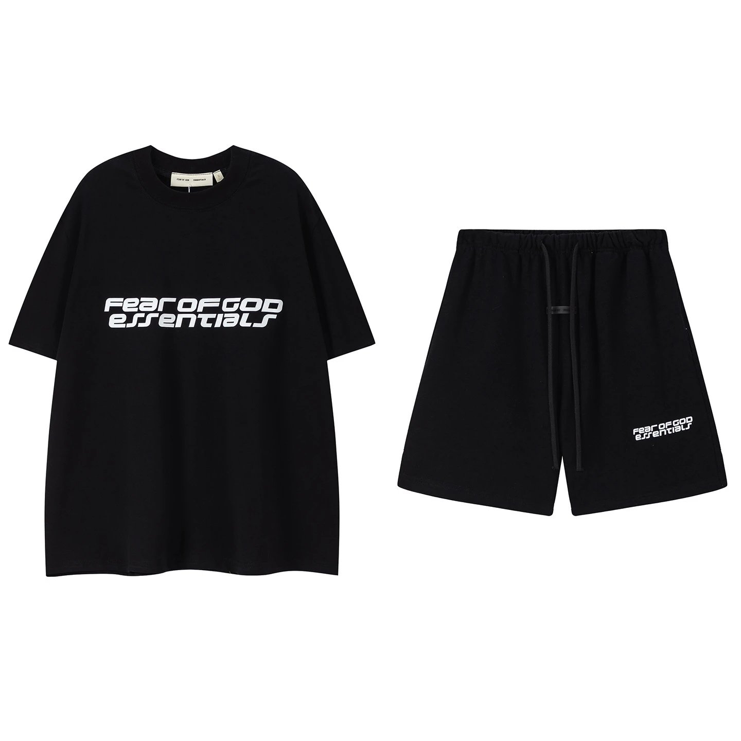 Fear of God Essentials Logo Print Oversized T-Shirt and Shorts Set White - 20