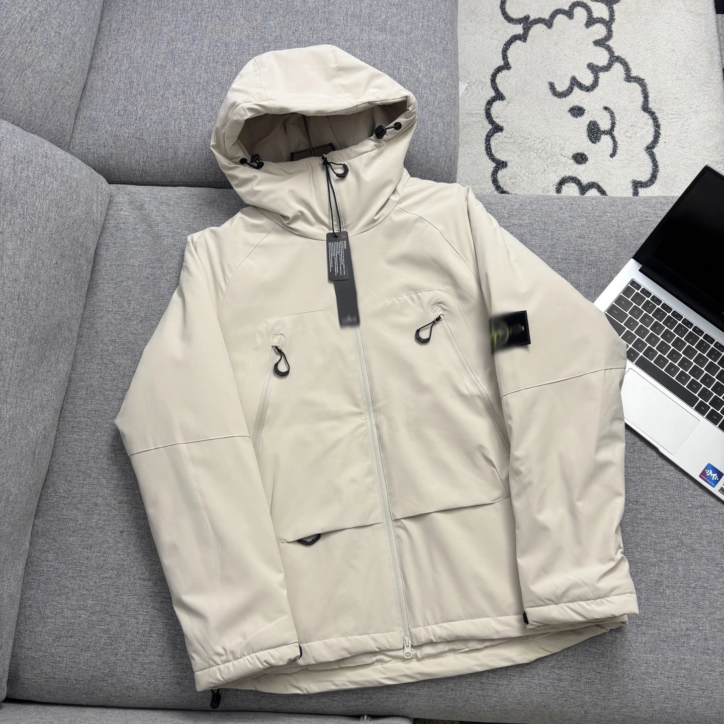 Stone Island Hooded Windbreaker Beige Outerwear - 7
