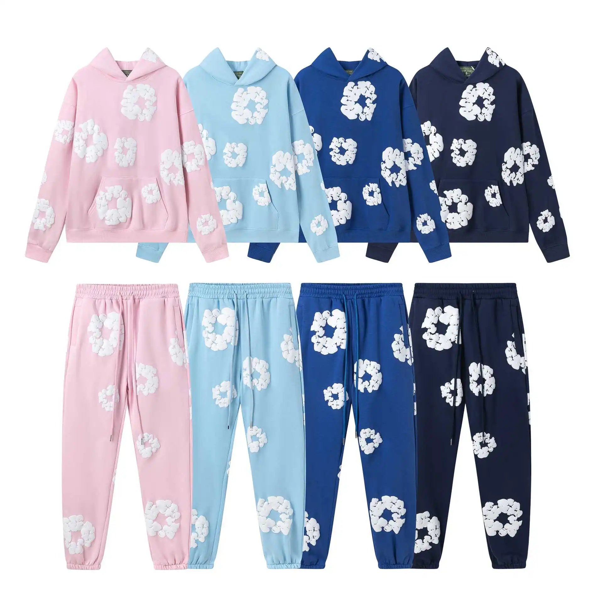 Design Abstract Floral Print Oversized T-Shirt Blue - 13