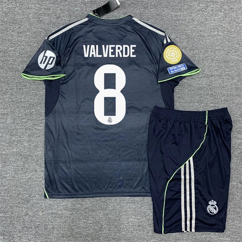 Real Madrid Carvajal #2 Away Kit Navy Green Jersey and Shorts Set - 26