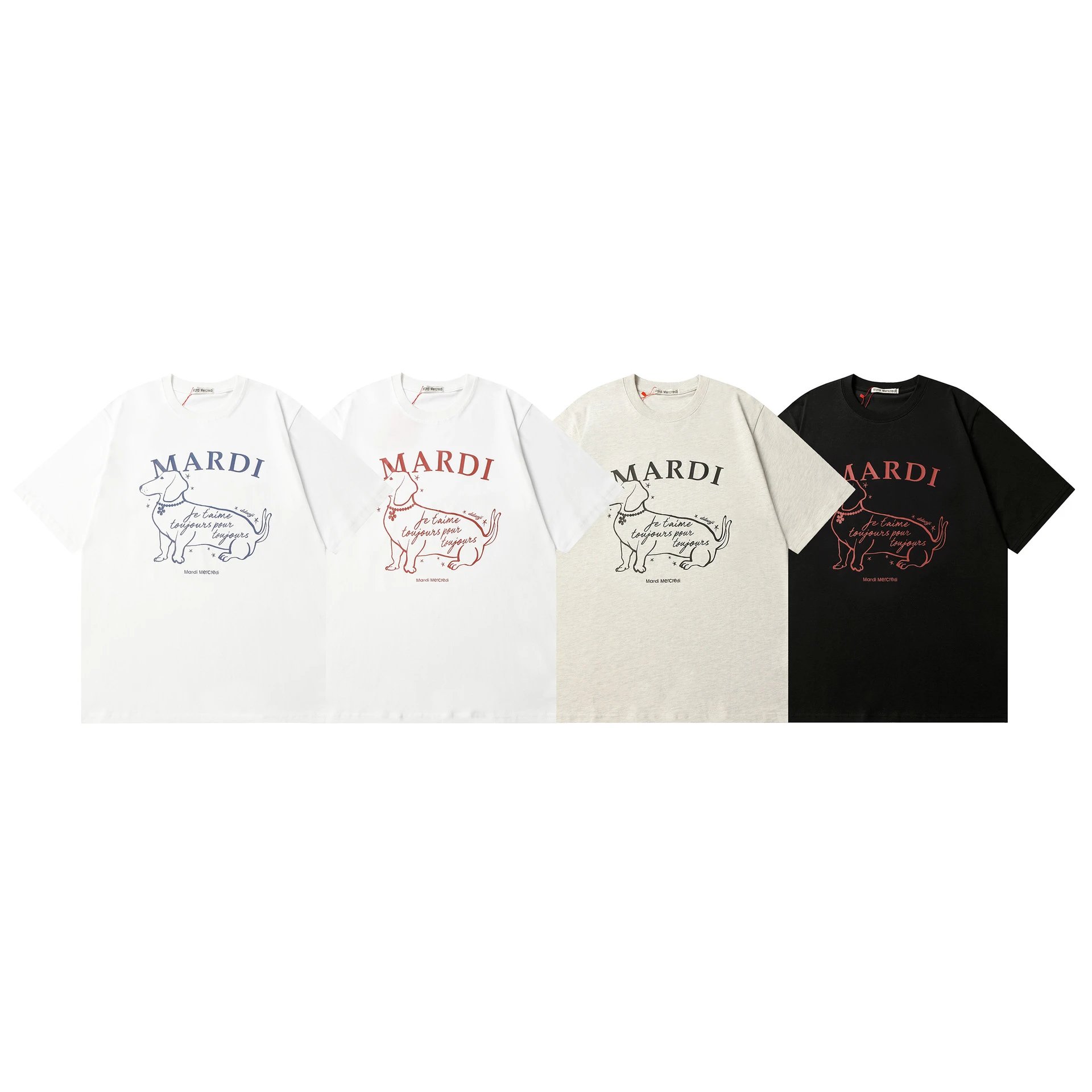 Mardi Mercredi Dog Print Navy T-Shirt - 5