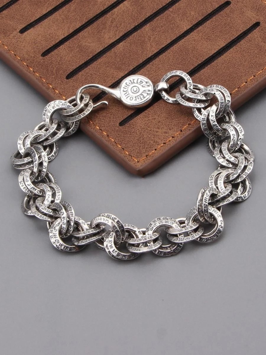 Chrome Hearts Cross Link Bracelet Silver Jewelry - 17