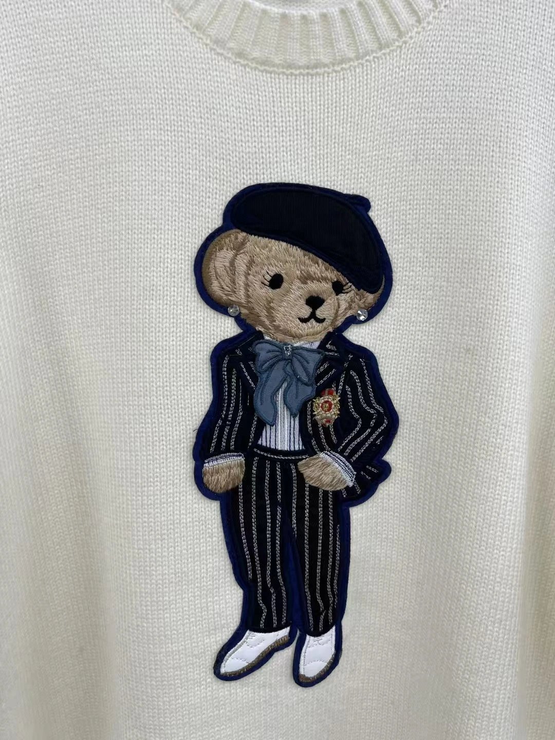 Polo Ralph Lauren Bear Embroidered Cream Sweater - 11