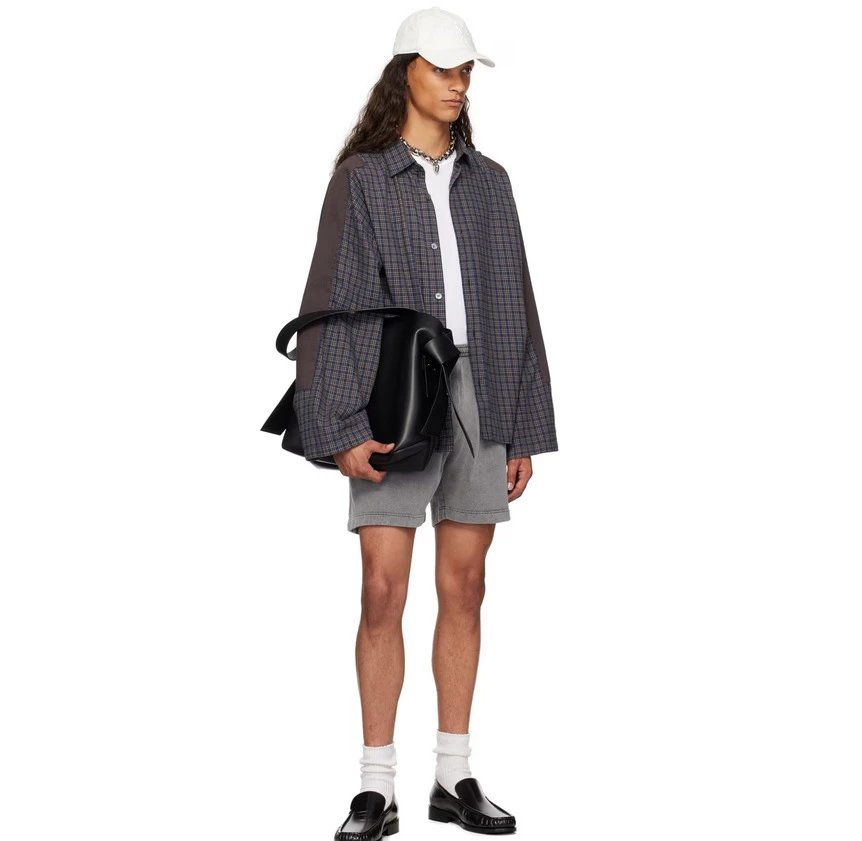 Acne Studios Plaid Shirt with Contrast Sleeves Red Beige - 10