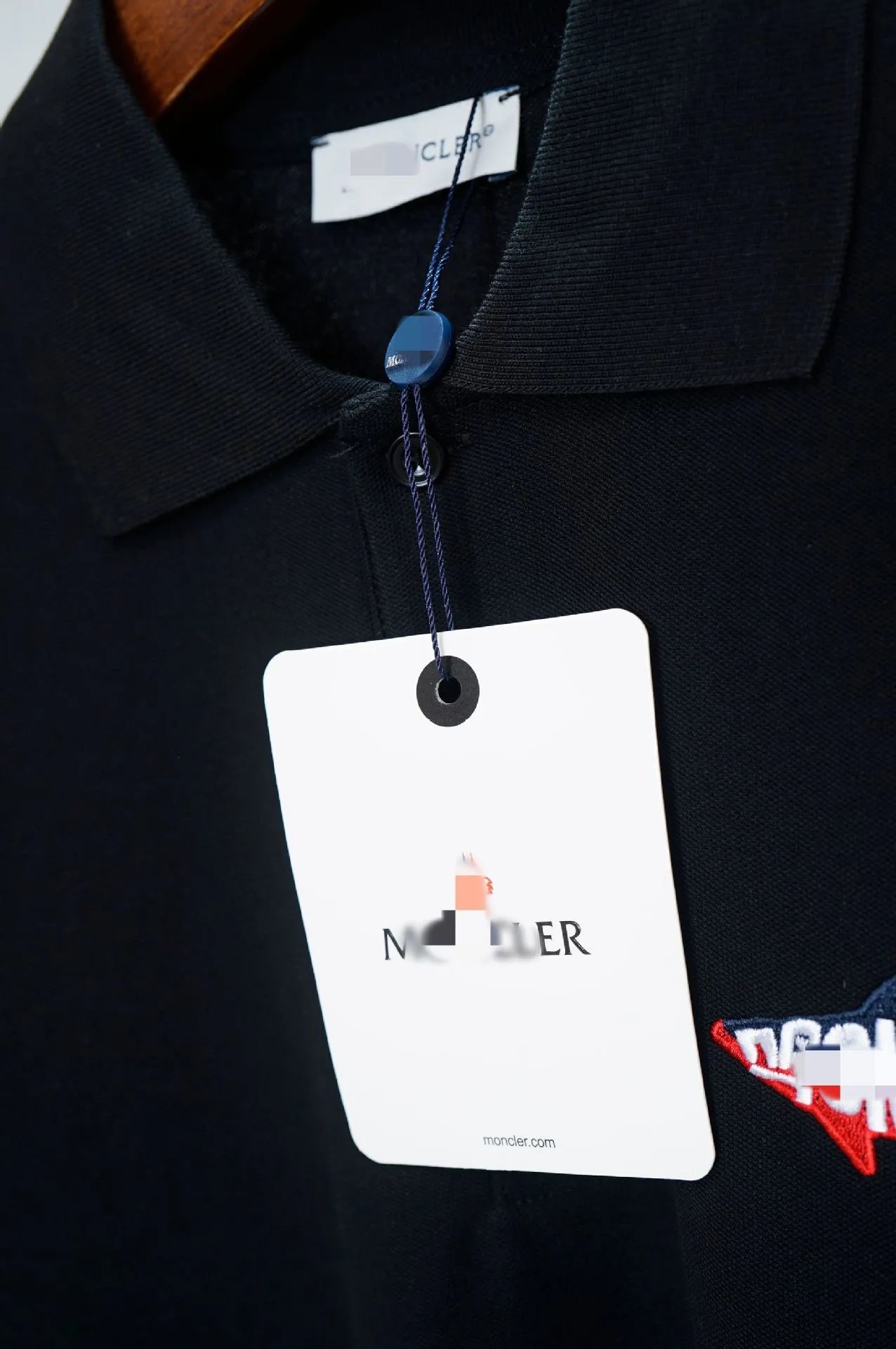 Moncler Polo Shirt Black with Tricolor Trim - 6