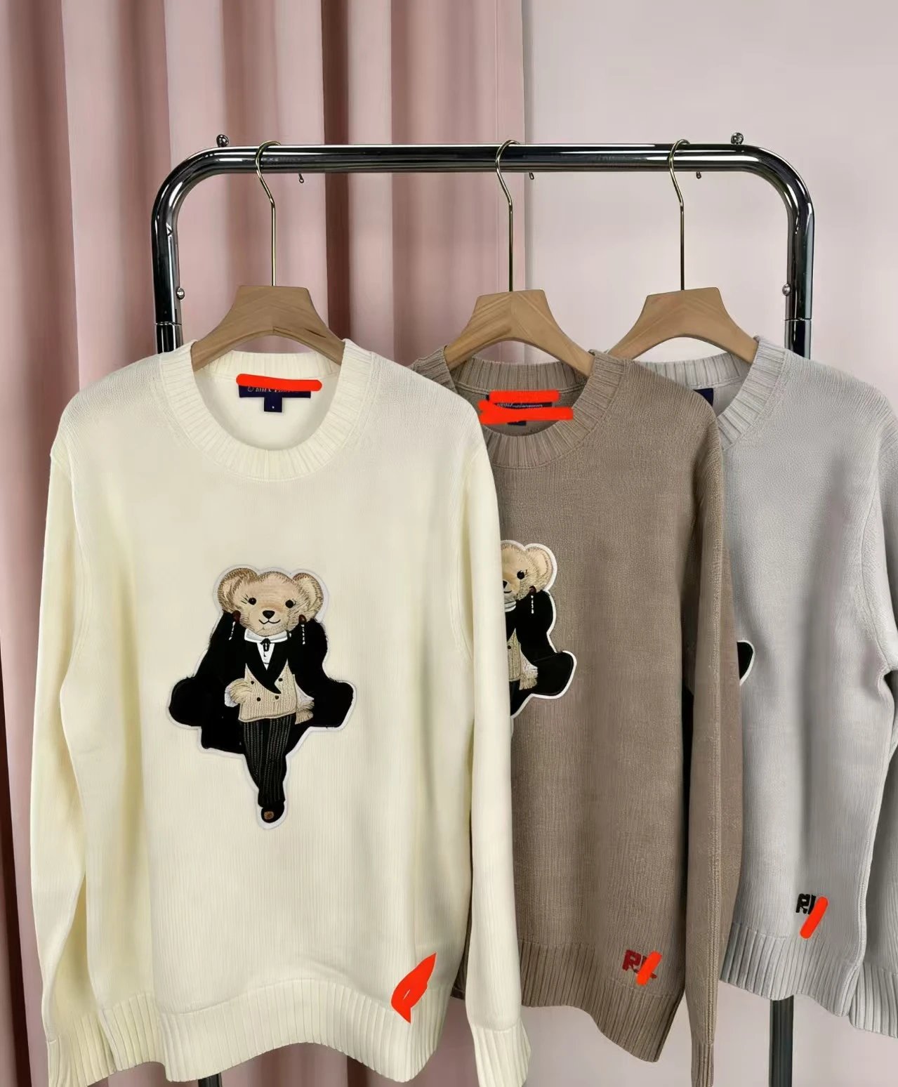 Polo Ralph Lauren Bear Embroidered Crewneck Sweater Ivory - 12