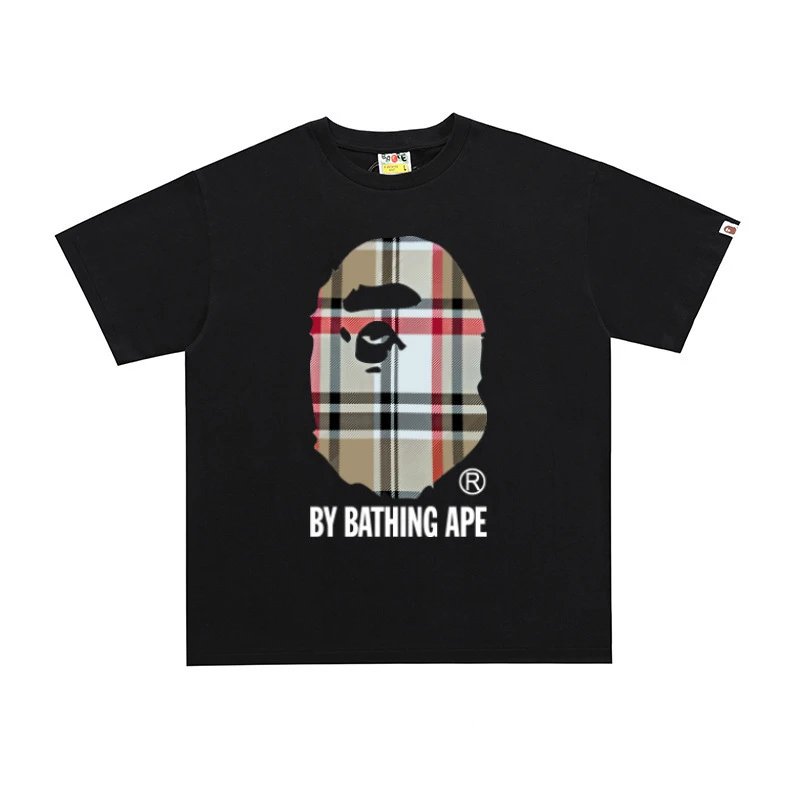 A BATHING APE T-Shirts Short-Sleeve Head Logo Graphic — D118 black