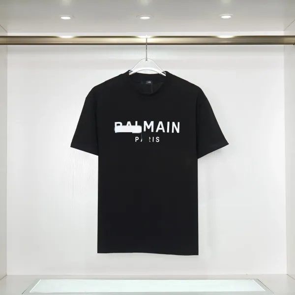 Balmain Logo Print Black T-Shirt - 1