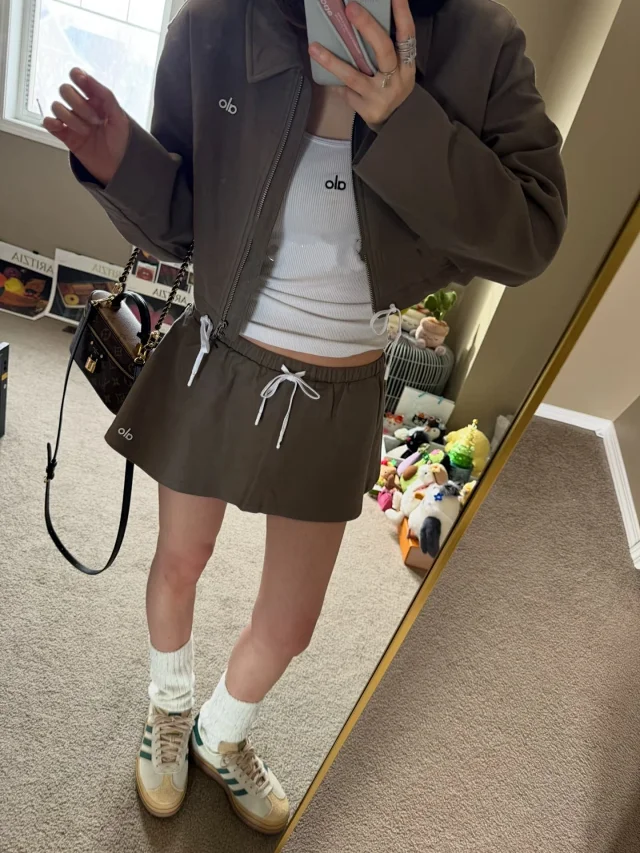 Alo Matching Sets Cropped zip-up jacket and drawstring mini skirt set product detail image 6