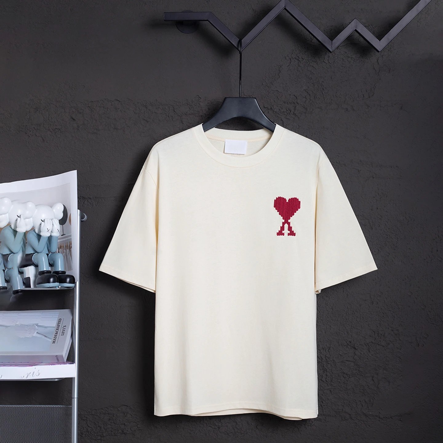 Ami Paris Heart Logo Beige T-Shirt - 8