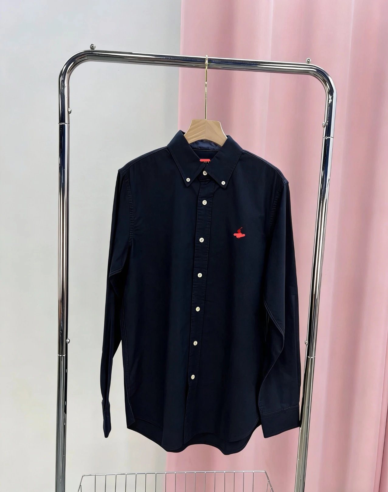 Design Pink Button-Down Shirt with Embroidered Logo - 3