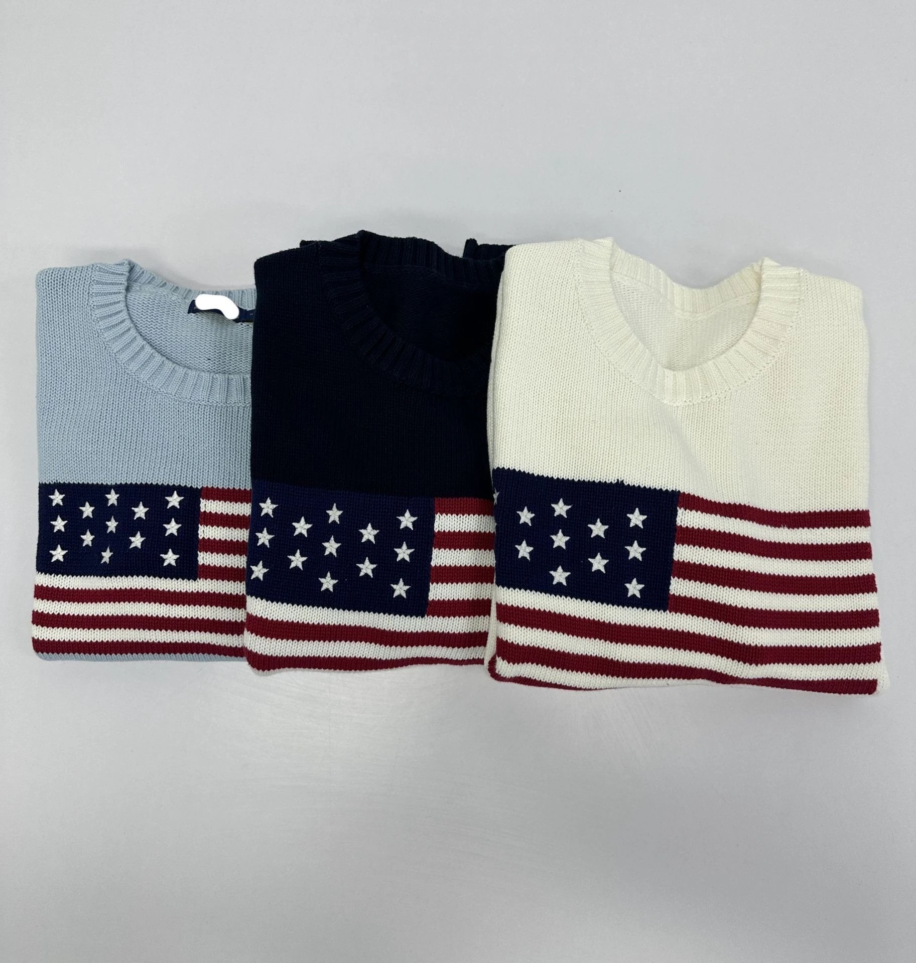 Design American Flag Knit Sweater Light Blue - 6
