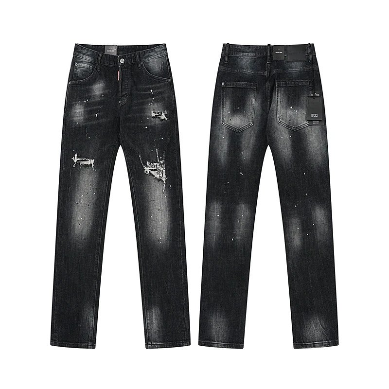 Dsquared2 Distressed Black Paint-Splatter Jeans - 10