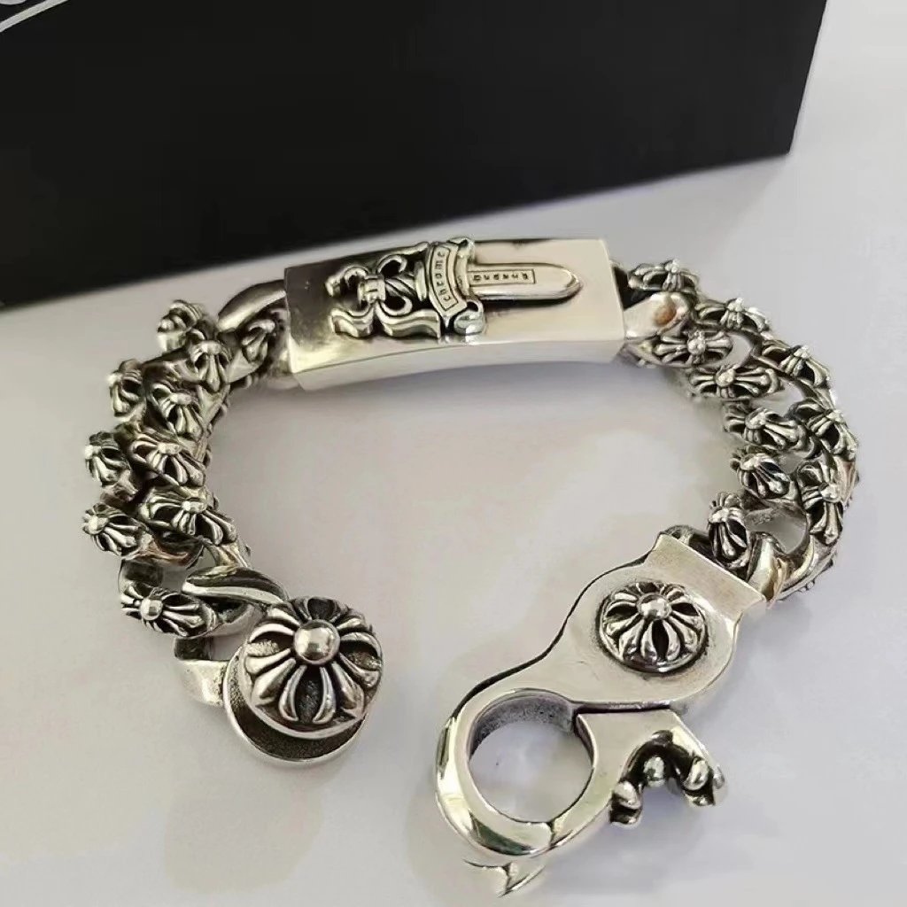 Chrome Hearts Cross Link Bracelet Silver Jewelry - 47