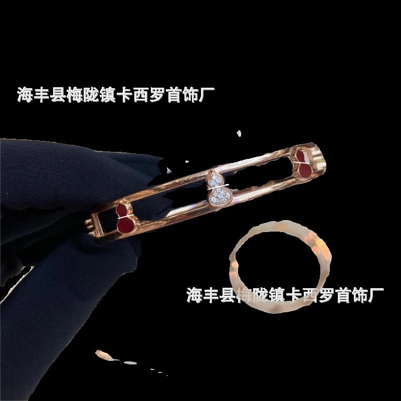 Design Oeelin Double Heart Bangle Gold Bracelet Jewelry - 6