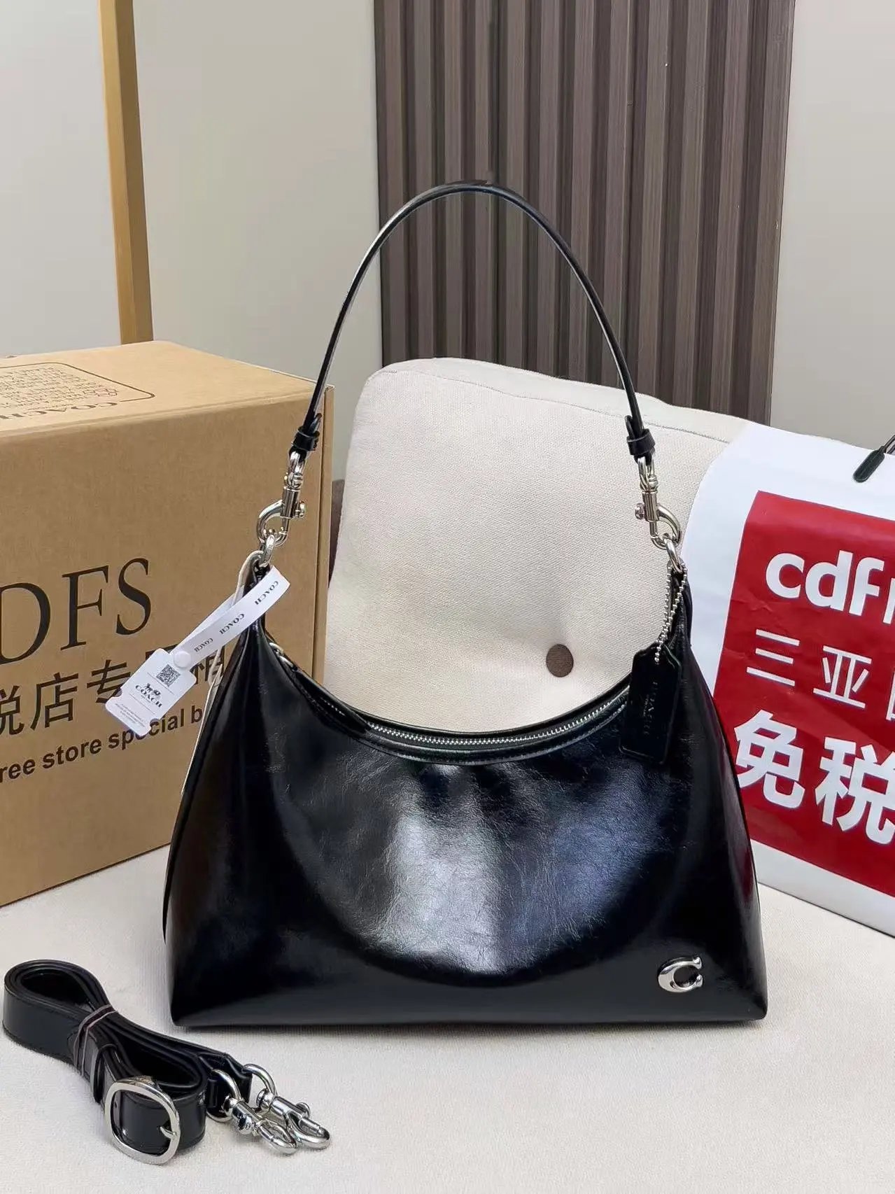Coach Hobo Bag Beige Brown Signature Canvas Handbag Shoulder Bags - 3