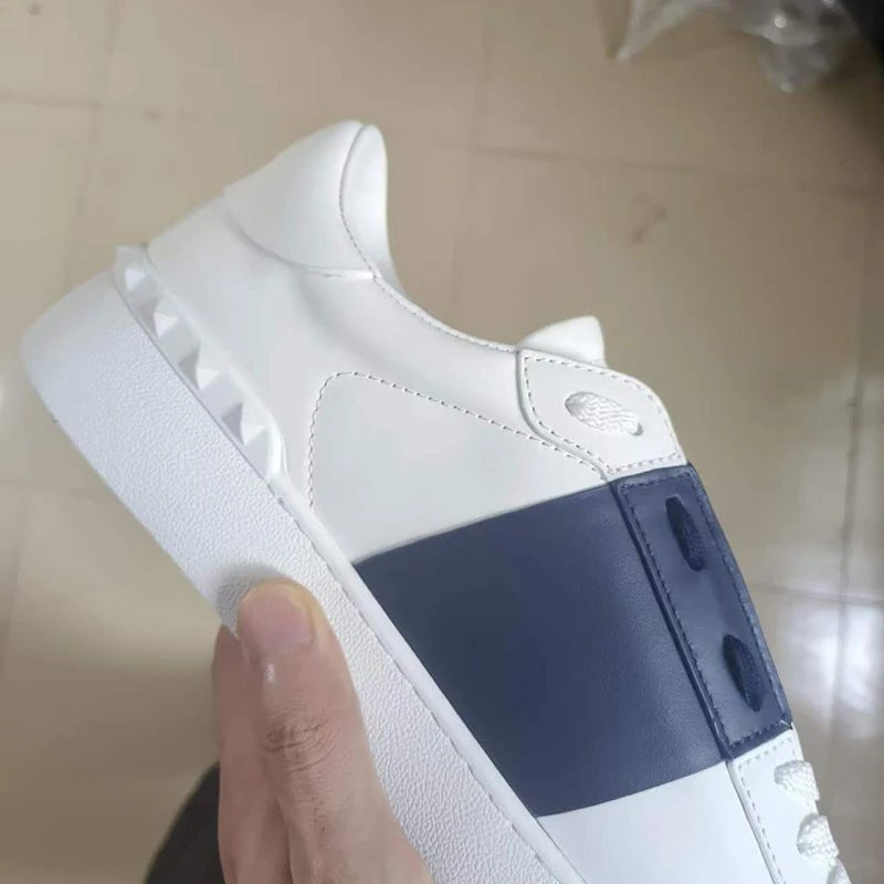 Valentino Rockstud Spike Strap Leather Sneakers White - 5