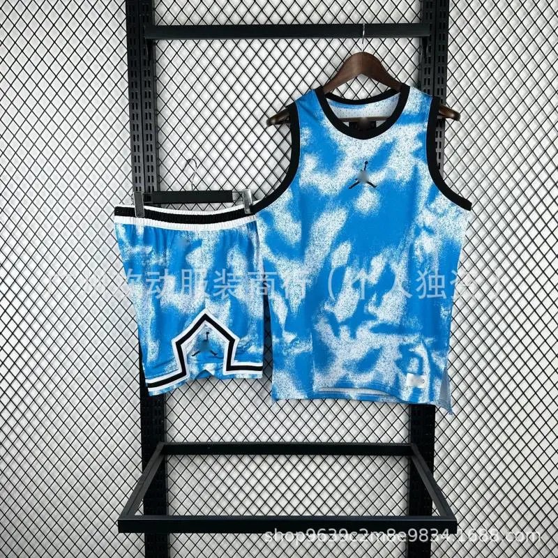 Design Tie-Dye Basketball Set Black / White Vest Top and Shorts - 4