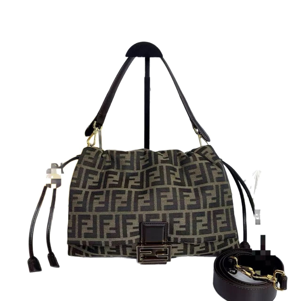 Fendi Shoulder Bags Drawstring Bag with FF Buckle image 5
