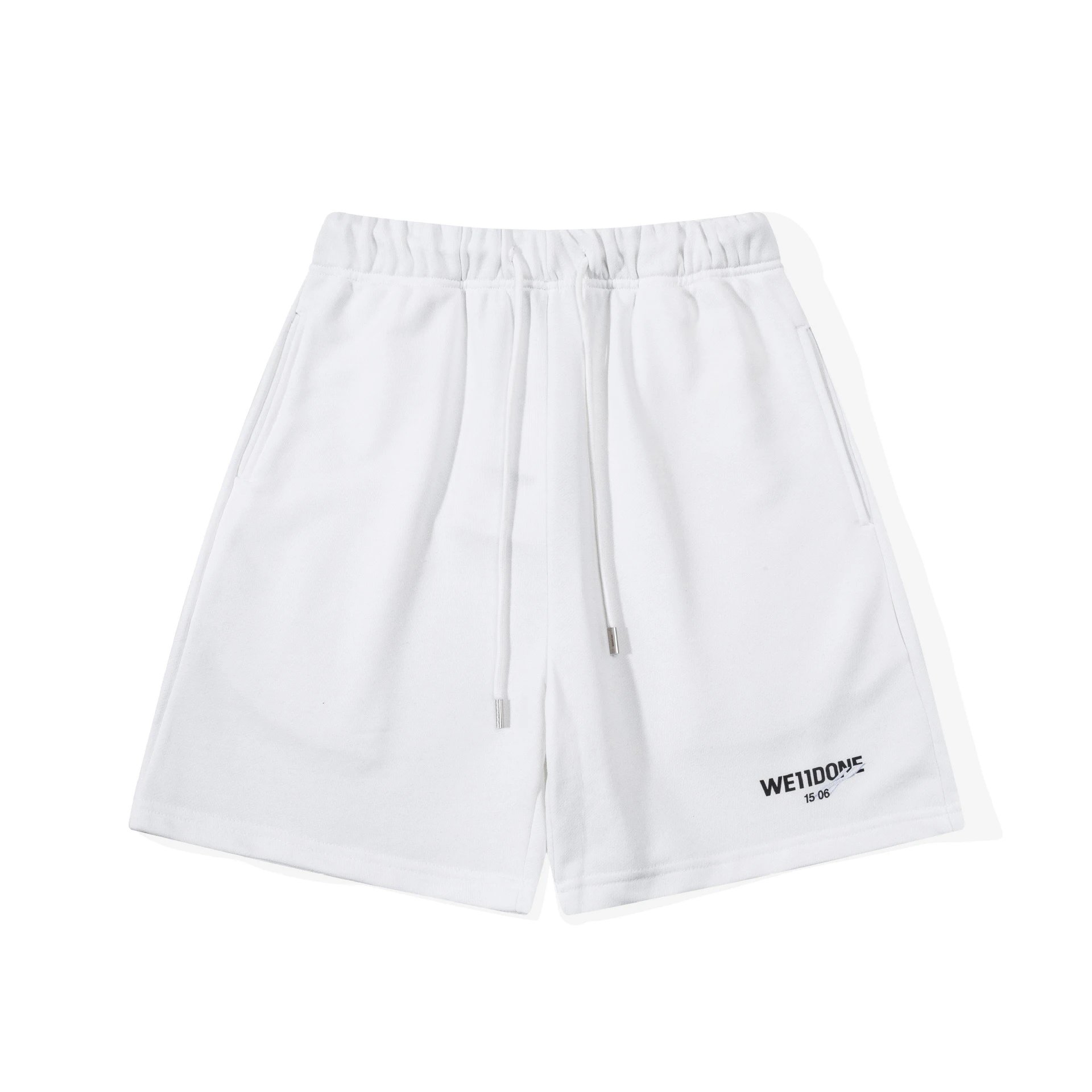 Design WE11DONE Logo Embroidered Black Sweat Shorts - 21