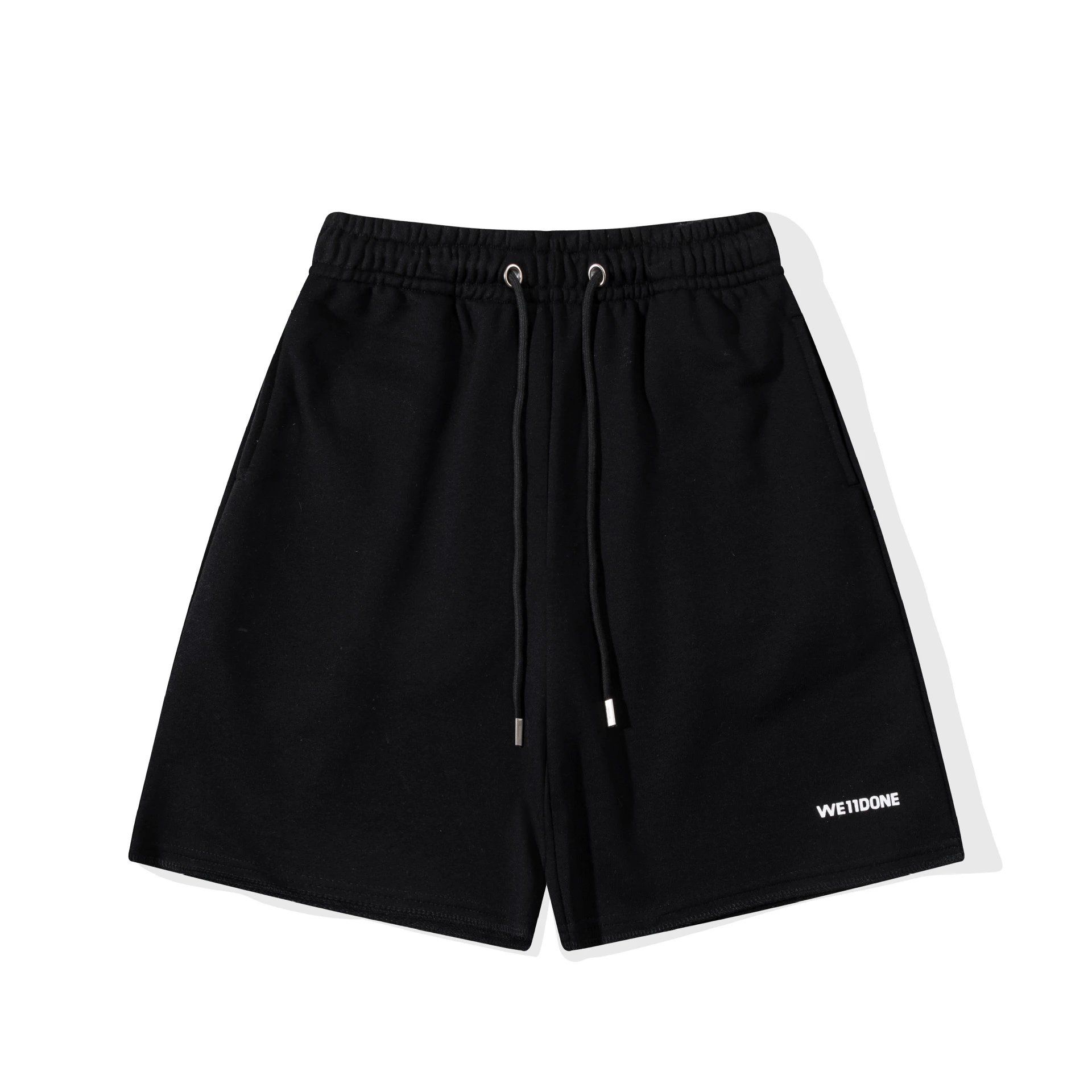 Design WE11DONE Logo Embroidered Black Sweat Shorts - 5