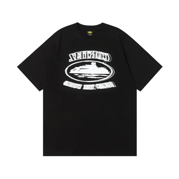 Design Vintage Ship Logo Black Oversized T-Shirt - 1