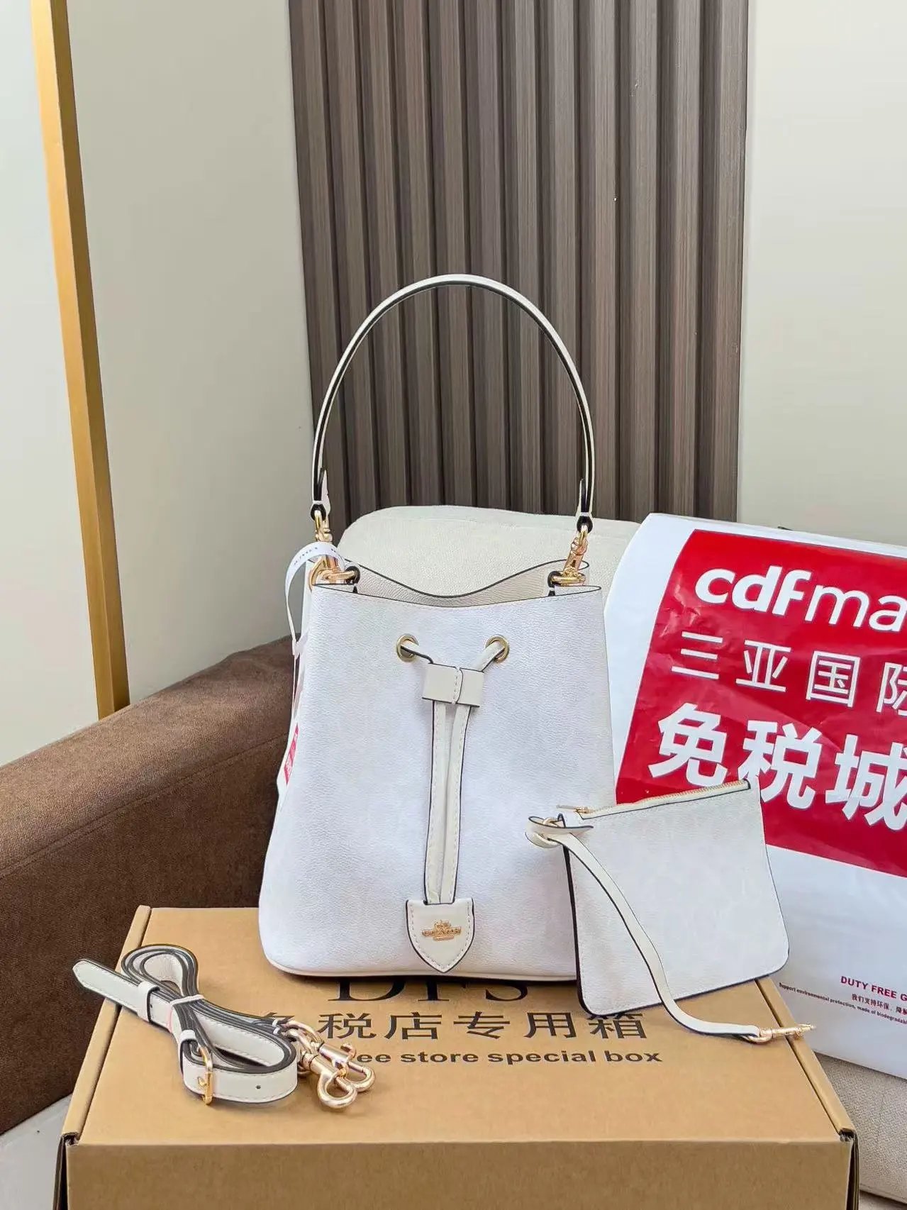Coach Bucket Bag Beige Signature Canvas Handbag - 2