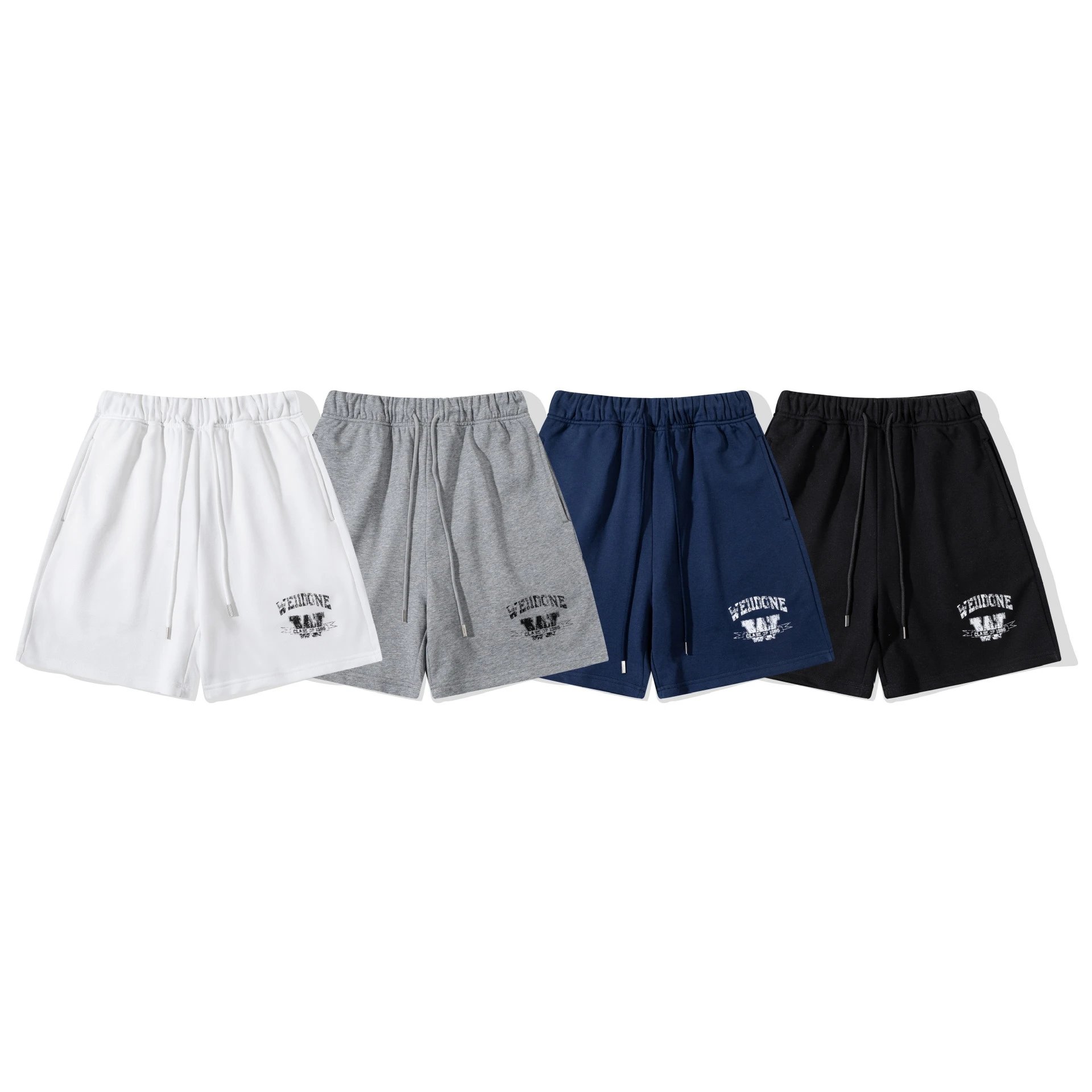 Design WE11DONE Logo Embroidered Black Sweat Shorts - 16