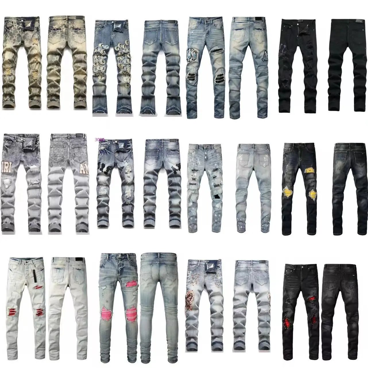 Amiri Distressed Logo Jeans Gray - 3