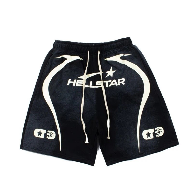 Hellstar Graphic Print Neon Green Drawstring Shorts - 4